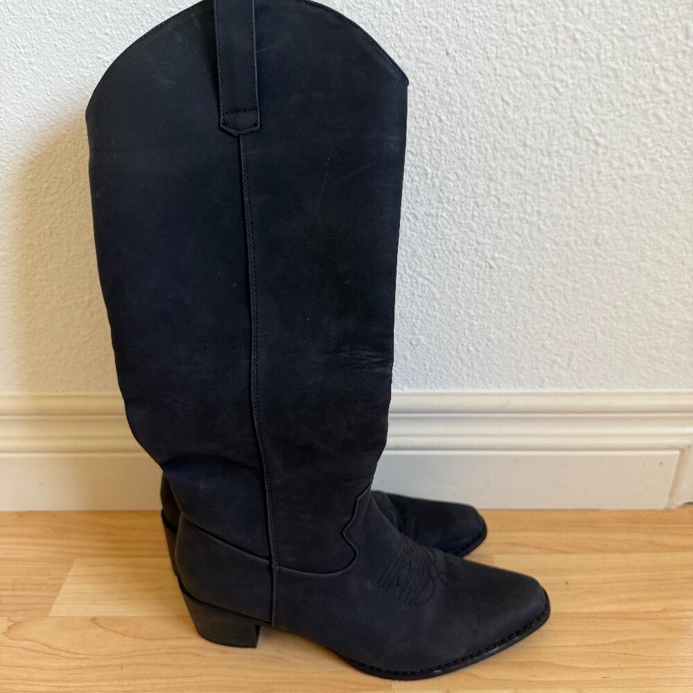 Black Knee High Cowboy Boots